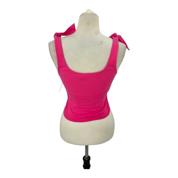 Lush Scoop Neck Tie Strap Crop Top Light Fuchsia Pink Size Medium NWOT $22 MSRP - Picture 8 of 8